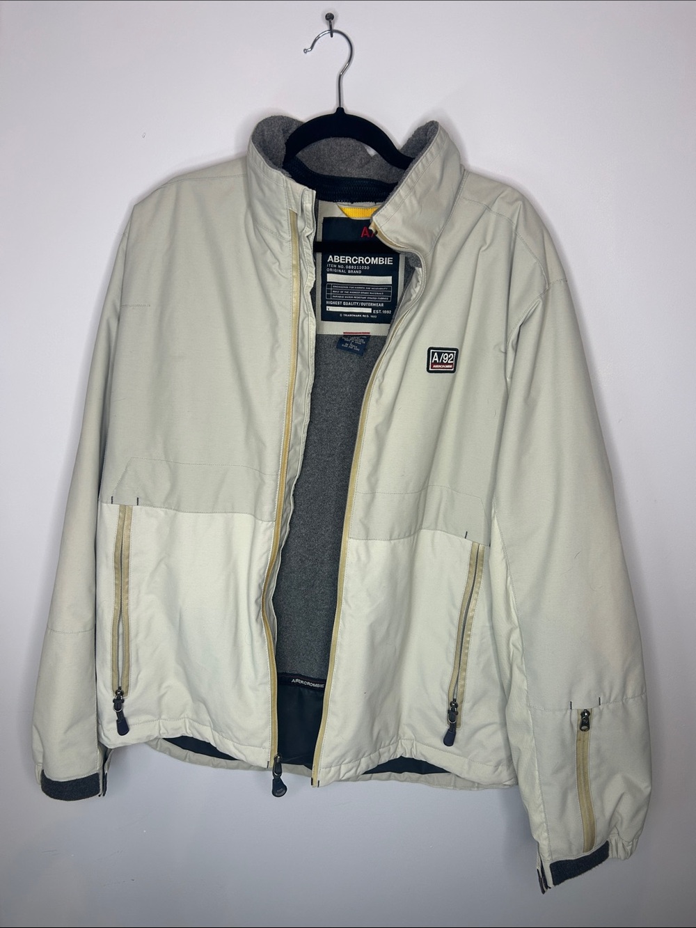 Abercrombie & Fitch Cream White A/92 Zipper Jacket